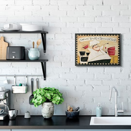 Stupell Industries Never Trust a Skinny Chef with Happy Cook Phrase Framed Wall Art